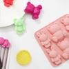 6-гнездный штамп для печенья из помадки, легко извлекаемый из формы, нелипкий, своими руками, пищевой силикон, мультяшный медведь, кролик, пресс-форма для печенья, аксессуары для выпечки
