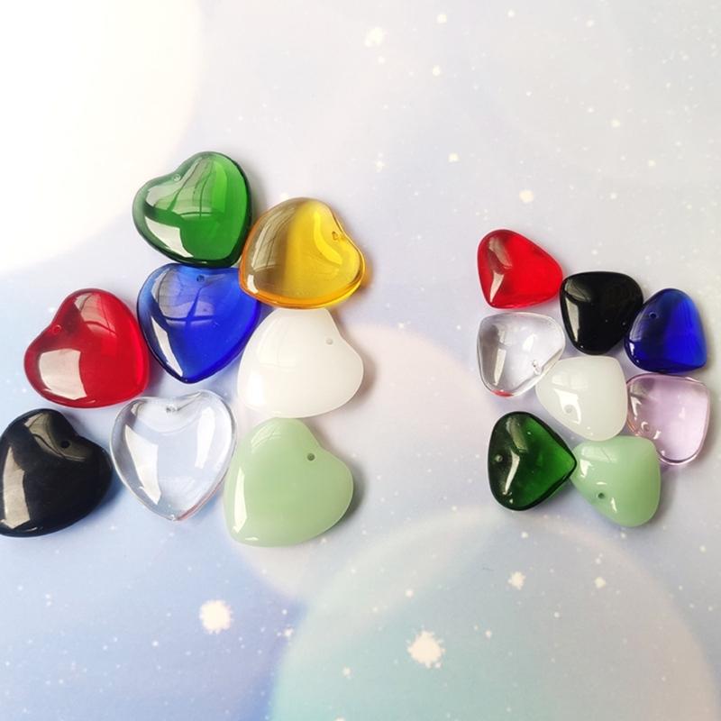 Love Heart Shaped Pendant Crystal Glass Peach Heart Loose Beads Charm for DIY Jewelry Necklace Earrings Making