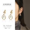 Серьги-кольца из серебряной иглы S925, ретро-темпераментные, с жемчугом, простые, для повседневной носки, универсальные, металлические серьги-клипсы на винтах