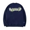 Wassup Vine Flower Language Crew Neck Heavyweight Sweatshirt Unisex Autumn and Winter American Style Trendy Brand Fleece Pullover Top