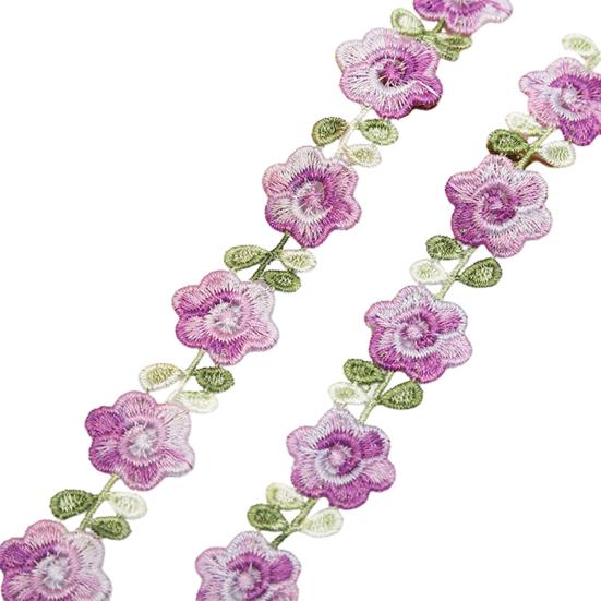 Цветочная кружевная отделка ленты Яркий цвет широко используется DIY ремесла вышитые крючком кружевные отделки ткани украшения