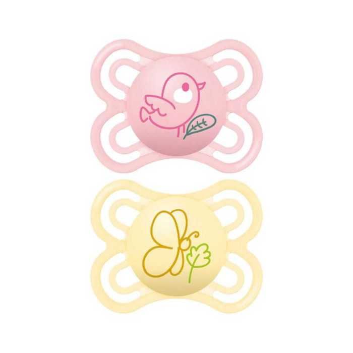 Sucettes-MAM Sucette Perfect - 2-6 Mois - Silicone - X2 (Modèle : Hérisson et Lion)