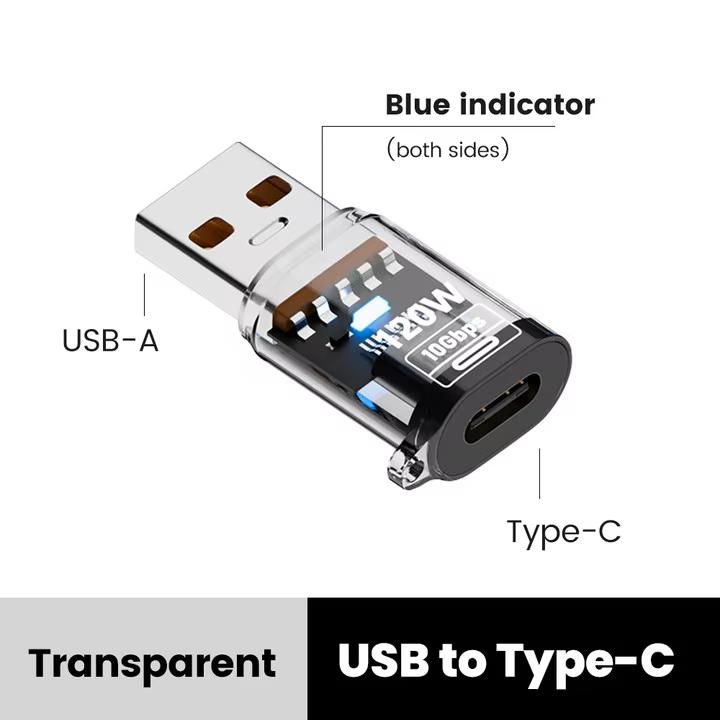 OTG-адаптер Type C на USB A мощностью 120 Вт, адаптер USB 3.2 на Type C (мама), подходит для iPhone 15, 16, Macbook, iPad, поддерживает быструю зарядку