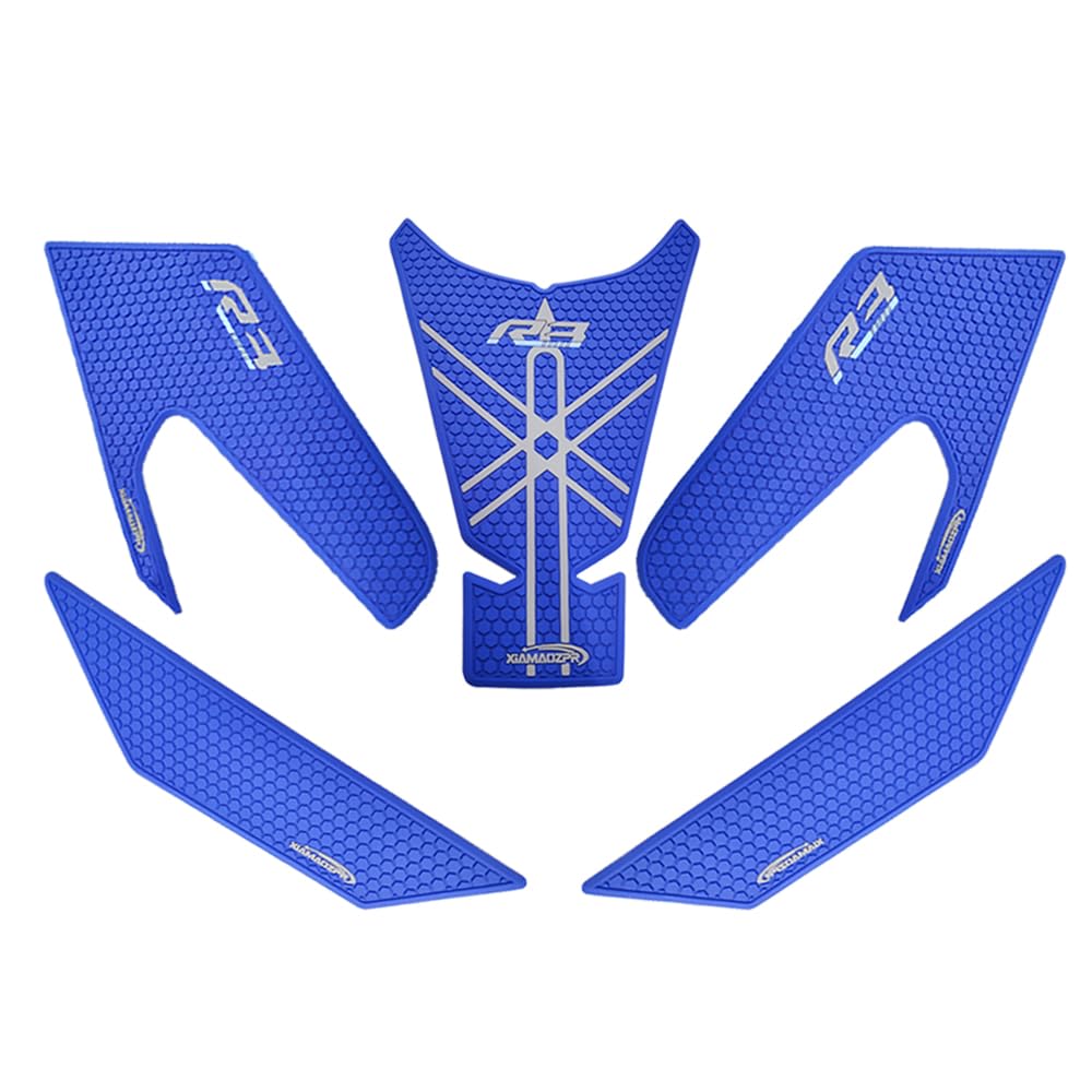 XIAMAOZPR Наклейка-протектор на бак мотоцикла Decal для 2025 2024 2023 YZF-R3 YZF R3 Боковые накладки на бак для коленей сцепление Тракционная накладка на бак Боковая Новая модель...(синий)