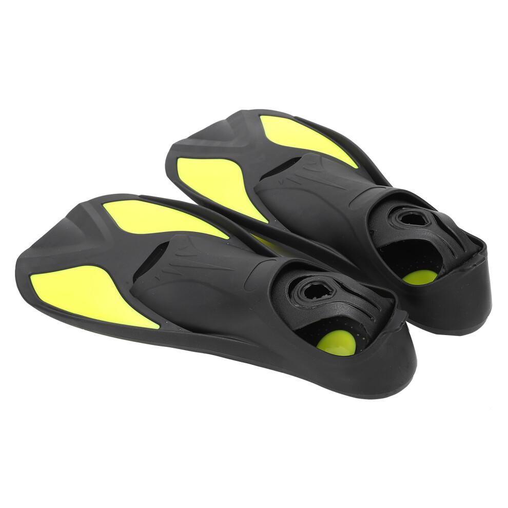 (Black Yellow XS) Outdoor Swimming Fins Soft Snorkel Diving Adult Shoes Black Yellow S