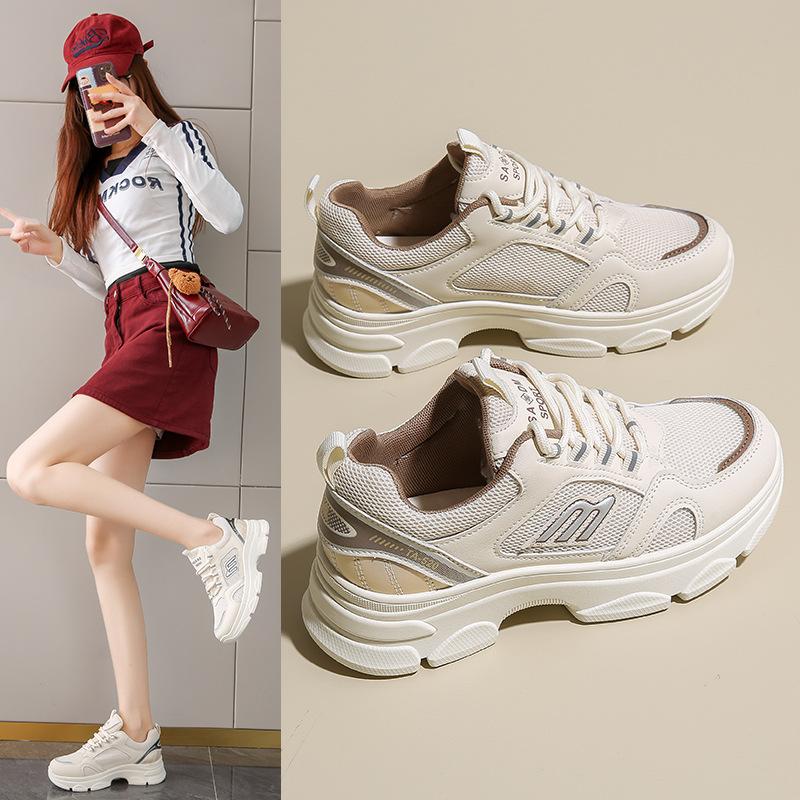 Женская обувь сетка толстая подошва кроссовки папины кроссовки женские 2025 новая весна универсальная мягкая подошва маленькая дышащая повседневная спортивная обувь