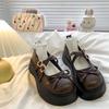 Vintage Round Head Heightening Lolita Small Leather Shoes Women's Autumn Sweet Bow Versatile Mary Jane Single Shoes