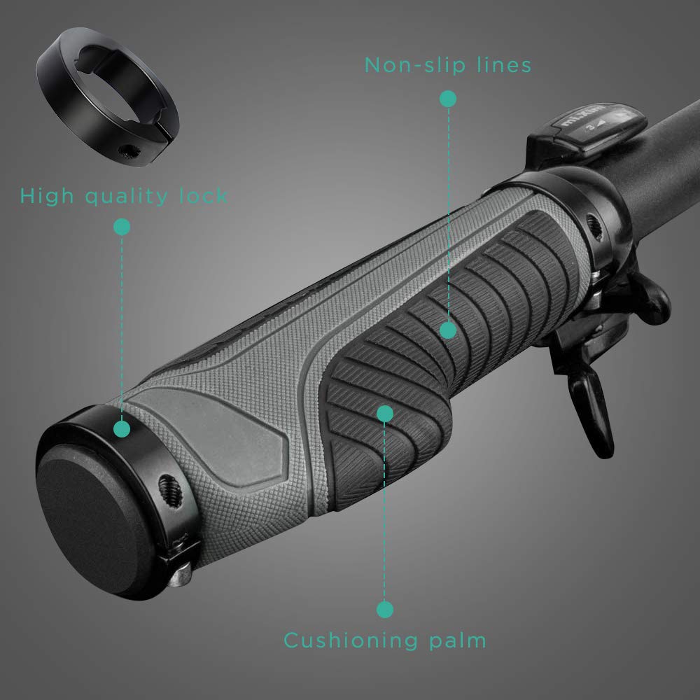 GeeRic Bicycle Rubber Ergo Easy Shock 22mm Inner Set of 1 and Grips, Non-Slip Grips, Durable, Installation, Absorption, Diameter, (Left Right)