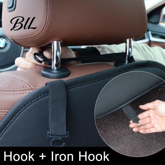Oil-proof Car Seat Protector 1/2Pcs Back Faux Leather Waterproof Automotive Kick Mat Interior Protection Front Storage Organizer with Large