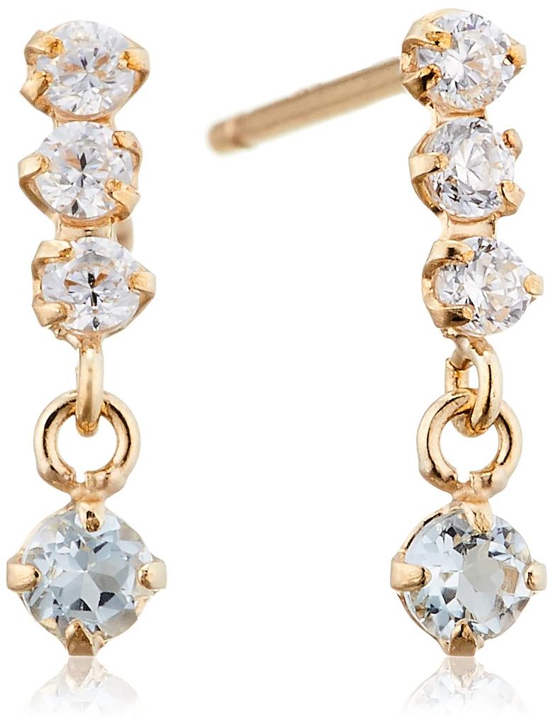 ESTELLE [Official] [Web Exclusive] Women's Earrings In 10K Yellow Gold with March Birthstone Aquamarine (0222-8669-0019-0000)