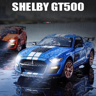 1:24 Модель Mustang GT 500 из сплава со звуком и светом, функция инерционного хода, очень подходит для коллекционирования или подарка, детская коллекция игрушек