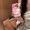 Модный розовый полосатый милый чехол для телефона Hello Kitty для iPhone 17 Pro 16 15 14 Pro Max Чехол с ремешком для руки Ударопрочный Защитный Ca