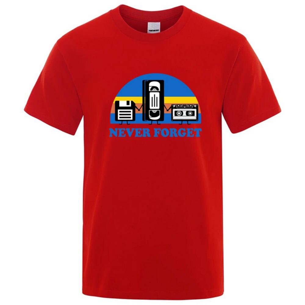 Summer Men's T-shirt Never Forget Sarcastic Graphic Music Funny Printed Blend T-Shirt Loose Male Top Casual Short Sleeve