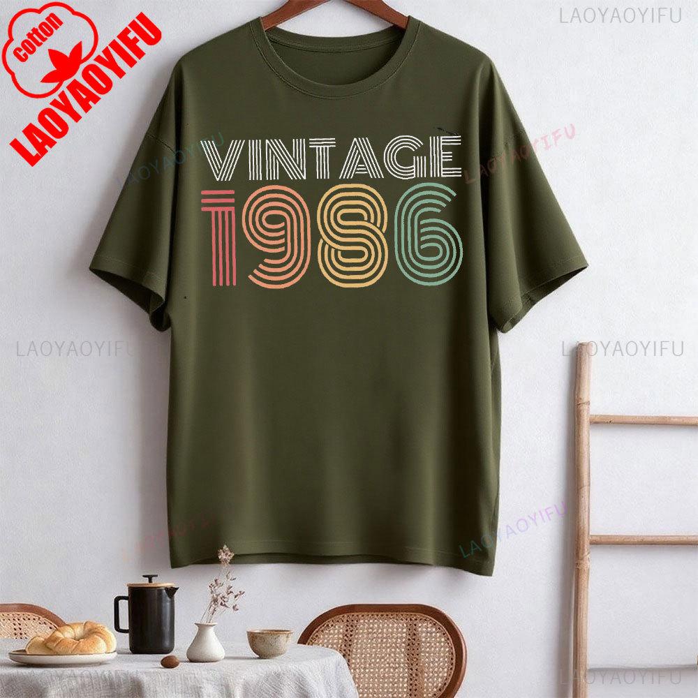 Футболка на 40-летие Винтажная 1986 года Футболка 1986 года Футболка на 40-летие Подарок для женщин на 40-летие Высококачественные хлопковые топы Новое поступление