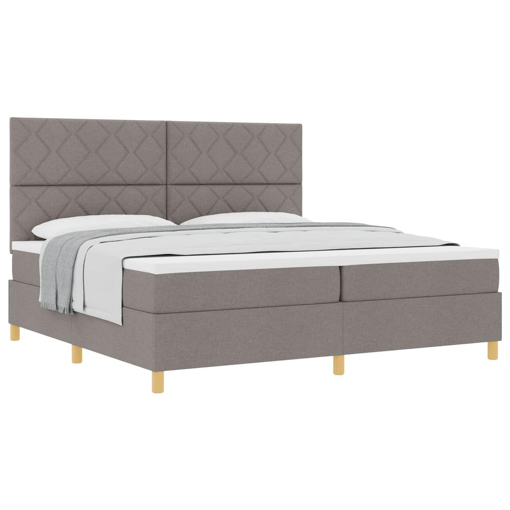 Boxspring Bed with Headboard Taupe 200 x 200 cm Fabric