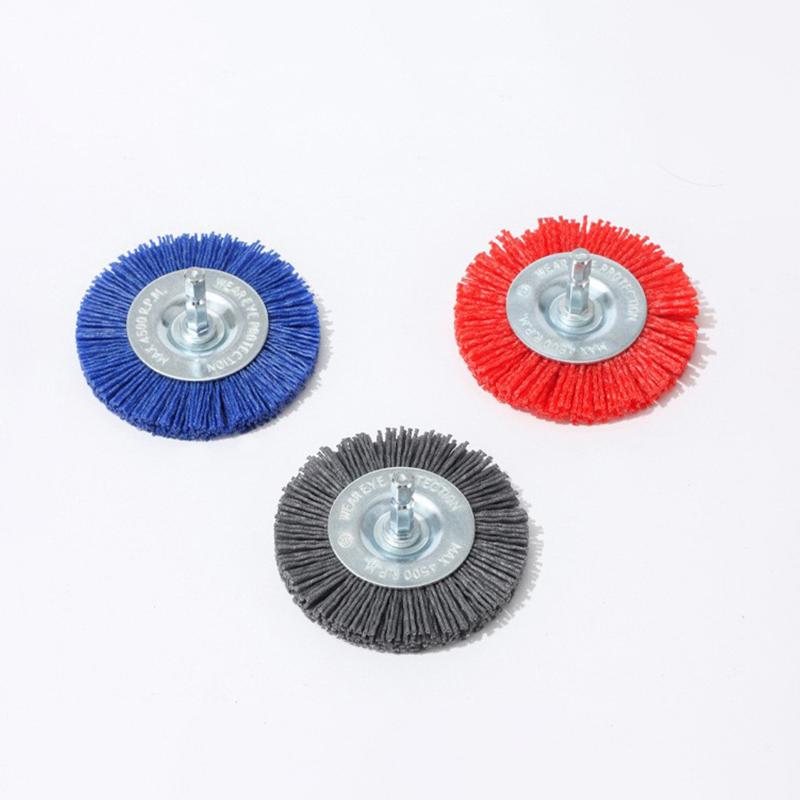 Для дрели, роторного инструмента, удаление ржавчины/коррозии/краски, нейлоновая абразивная щетка, зернистость 80/120/180/240, плоская абразивная щетка, хвостовик 1/4"