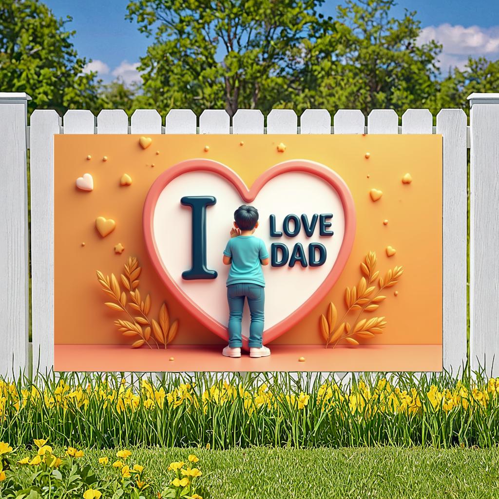 Декоративный галстук Украшение для дома Сентиментальный дизайн Надпись "Люблю папу" Оранжевый фон Высокое качество Баннер для празднования папы
