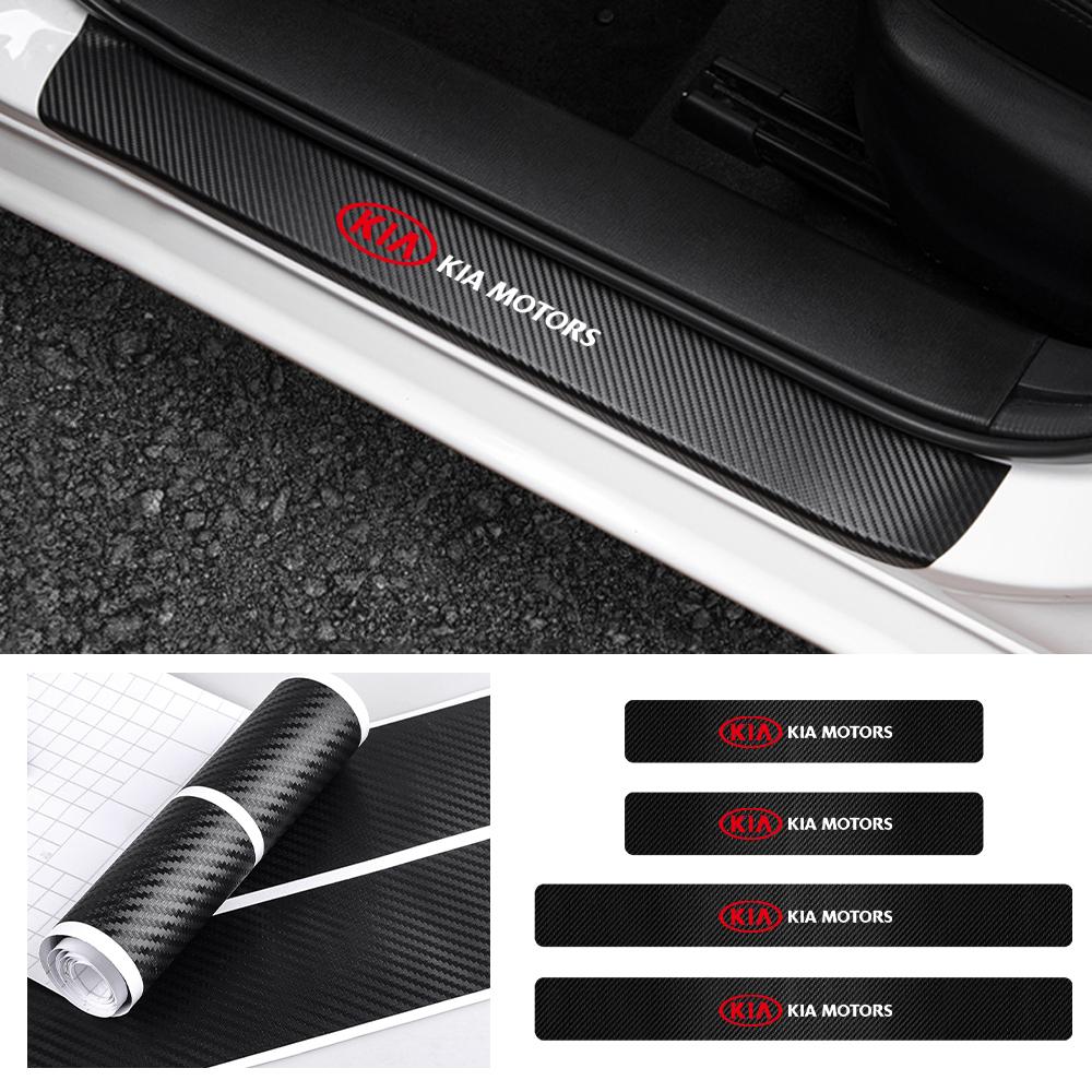 AANT1 4Pcs Carbon FiberCar Door Threshold Sticker Decal For KIA Sorento Optima Carnival K6 Sportage 3 4 Picanto KX1 RIO pv5 ev6 ev5 K3