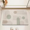 Sage Green Arch Line Round Dot Bath Mat Entrance Rug Mid Century Abstract Geometric Neutral Tone Minimal Washable Indoor