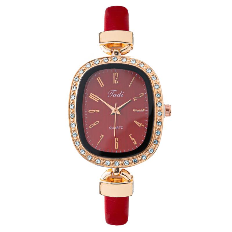 Горячая Распродажа Женские Часы с Бриллиантовой Инкрустацией Женские Часы Ремень Овальные Кварцевые Часы