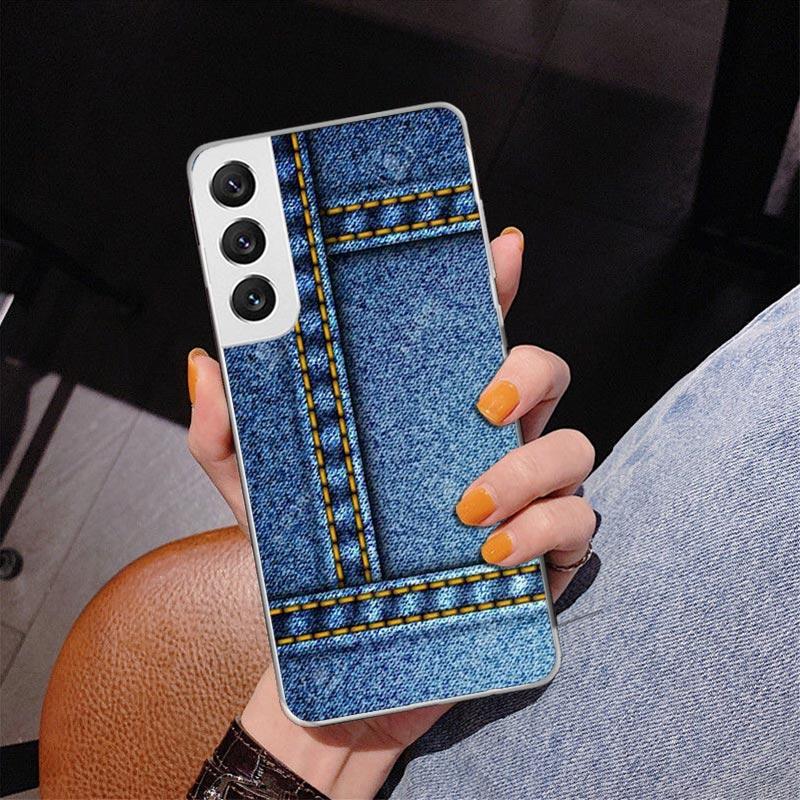 Джинсовый Ковбойский Деним Печатный Чехол для Телефона для Samsung Galaxy S26 S25 Edge S23 S24 Ultra S22 Plus S21 S20 FE Уникальная Крышка Мягкий Чехол