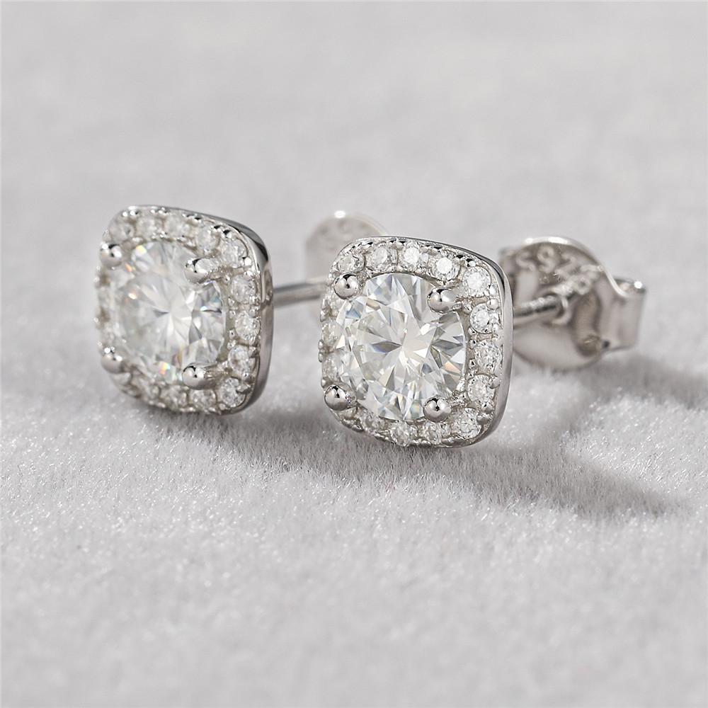 0,5 карата S925 стерлинговое серебро квадратные серьги-гвоздики в виде сумки женские простые модные серьги с муассанитом и бриллиантами моцарелла фабрика