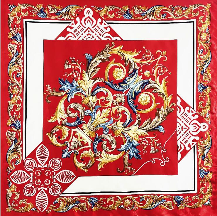 NEW 90*90cm Luxury Brand Women Silk Scarves Plaid Horse Square Scarves Spring Summer Shawls For Ladies