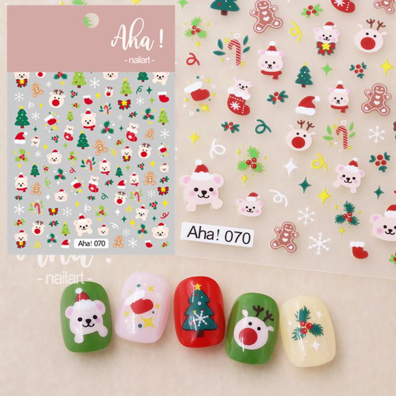 Рождественская наклейка для ногтей, зимняя снежинка, мультяшная Санта-Птица, новогоднее украшение для дизайна ногтей для детей и женщин