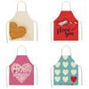 Love Heart Pattern Colorful Apron Lovers Hotel Dinner Apron Home Cooking Kitchen Apron Chef Linen Apron Clean Apron