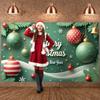 New Year Display Pine Branch Holiday Backdrop Xmas Display Red Decorative Festive Banner For New Year Celebration Indoor Event