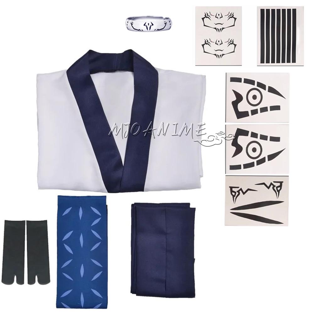 В наличии Ryomen Sukuna Косплей Дзюдзюцу Кайсен Костюмы Взрослые Мужчины Женщины Наряды Япония Кимоно Ханфу Хэллоуин Аниме Одежда