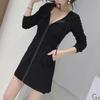 Plush Long-Sleeve Zippered Hoodie Dress - European and American Autumn/Winter Style for Women