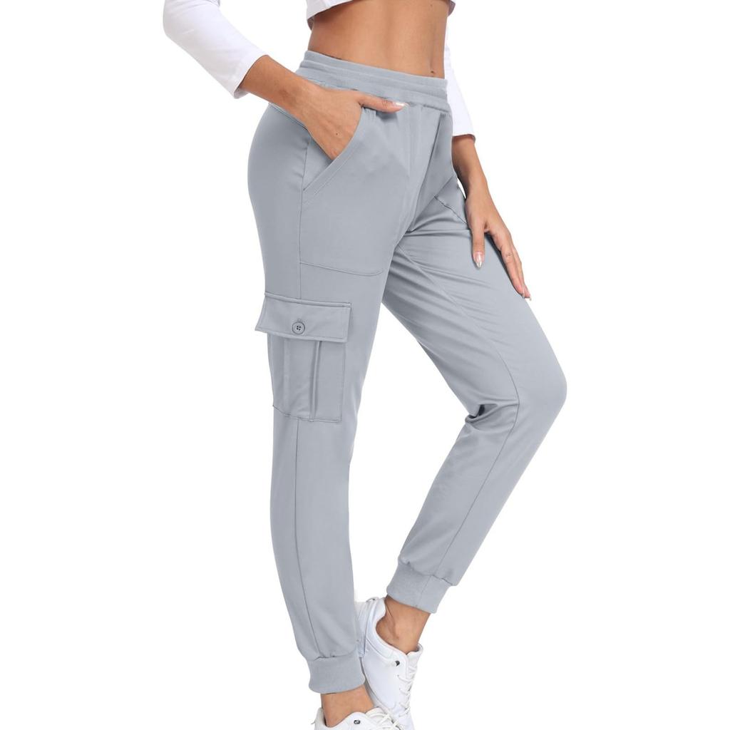 Женские однотонные мешковатые брюки для похудения, бега, фитнеса, с карманами и поясом, длинные брюки