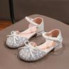 Girls' Sandals Summer Korean Version Soft Soled Children's High Heels, Medium Size Children's Rhinestones, Little Girls' Princess Shoes