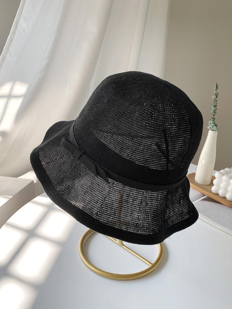 Sun hat elegant bow fungus edge sweet bucket hat breathable cotton and linen sun hat big brim sun hat tide