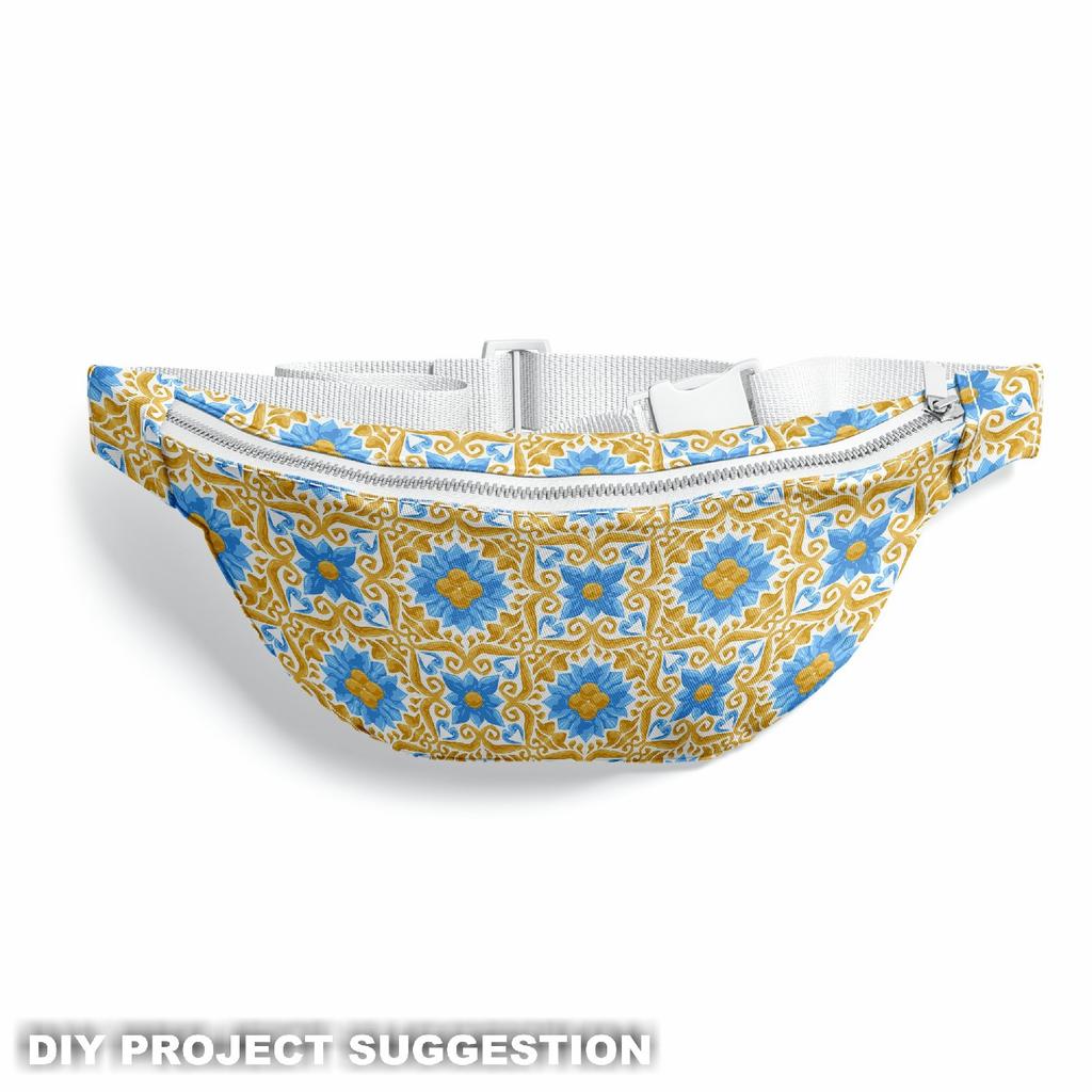 Outdoor Dekostoffe Oxford - Motiv Keramikfliese Mit Blumen