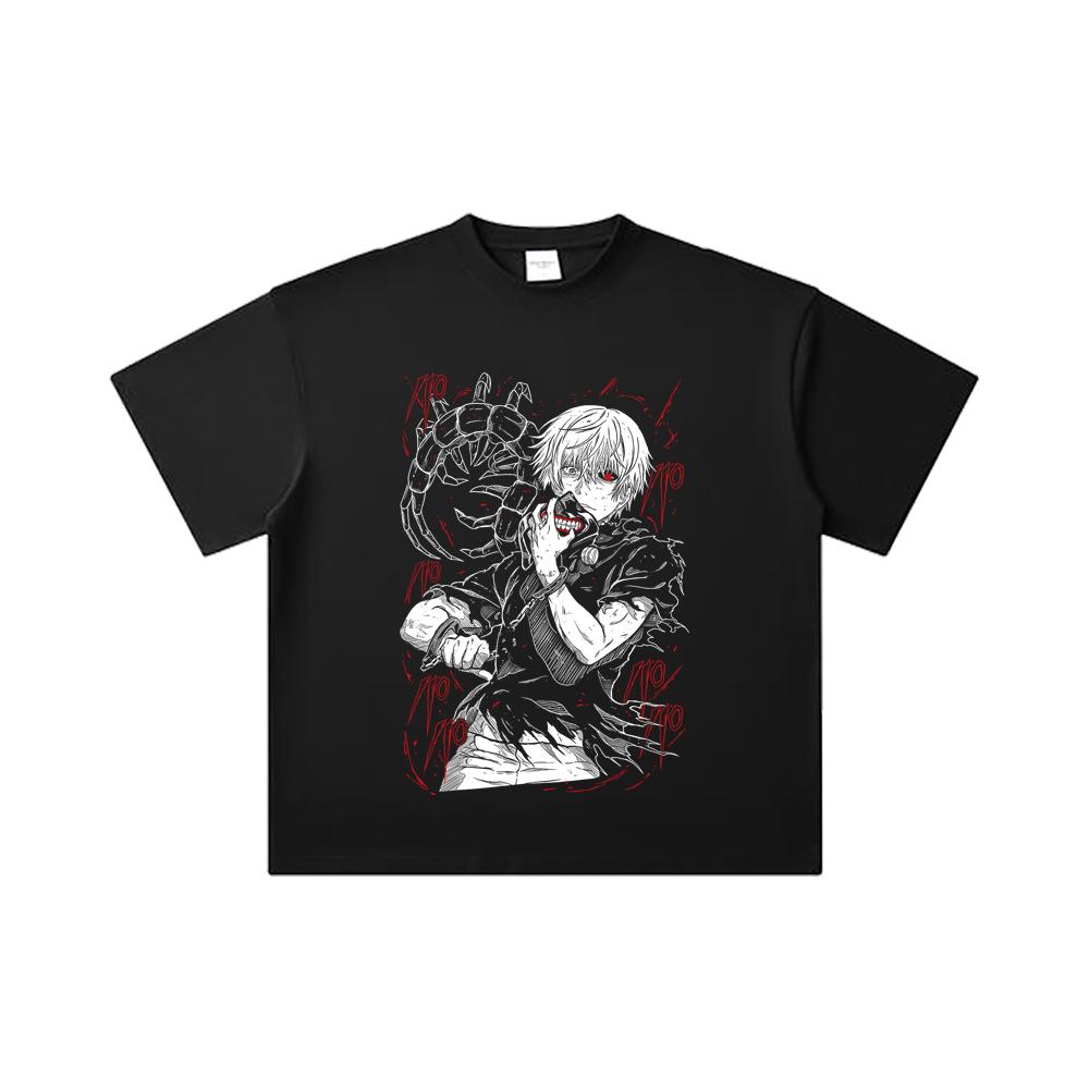 260 GSM Double Yarn 32 Count 100% Cotton Tokyo Ghoul V1 Print Unisex Heavy Cotton T Shirt