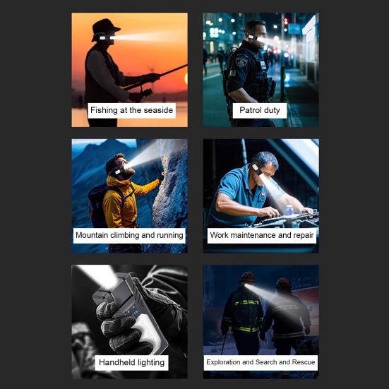 Налобный фонарь с креплением на ухо, с режимами датчика движения, регулируемый, перезаряжаемый, водонепроницаемый, светодиодный налобный фонарь с креплением на ухо, мини-фонарик для кемпинга на открытом воздухе, пеших прогулок