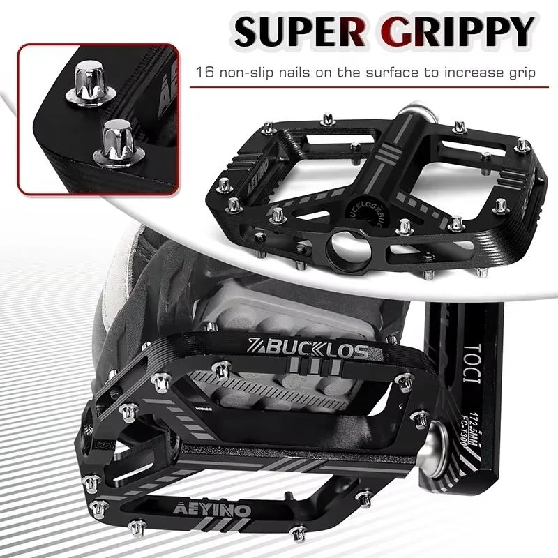 BUCKLOS Bicycle Pedal Sealed 3 Bearing Bike Pedals CNC Aluminum Alloy Anti-slip MTB Road Bike Wide Platform Pedal Cycling Parts