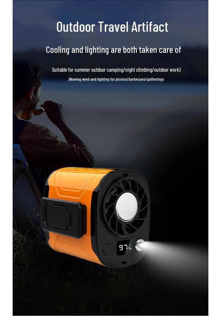 High-Capacity Outdoor Waist-Hanging Fan with Strong Airflow and Brushless Motor