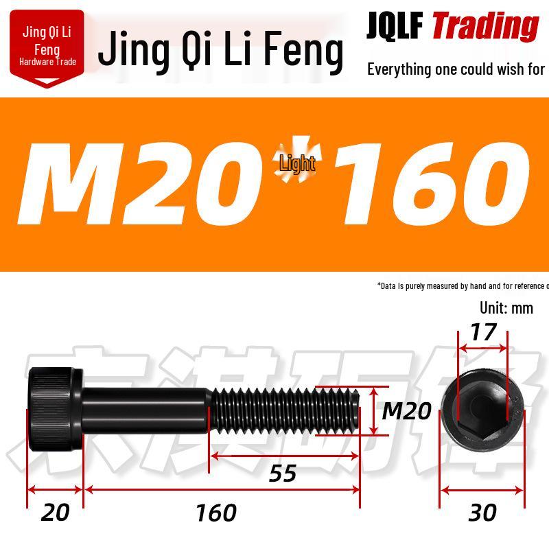M20-M27 High Strength Blackened Hex Socket Head Cap Screw with Knurled Cylindrical Half Thread