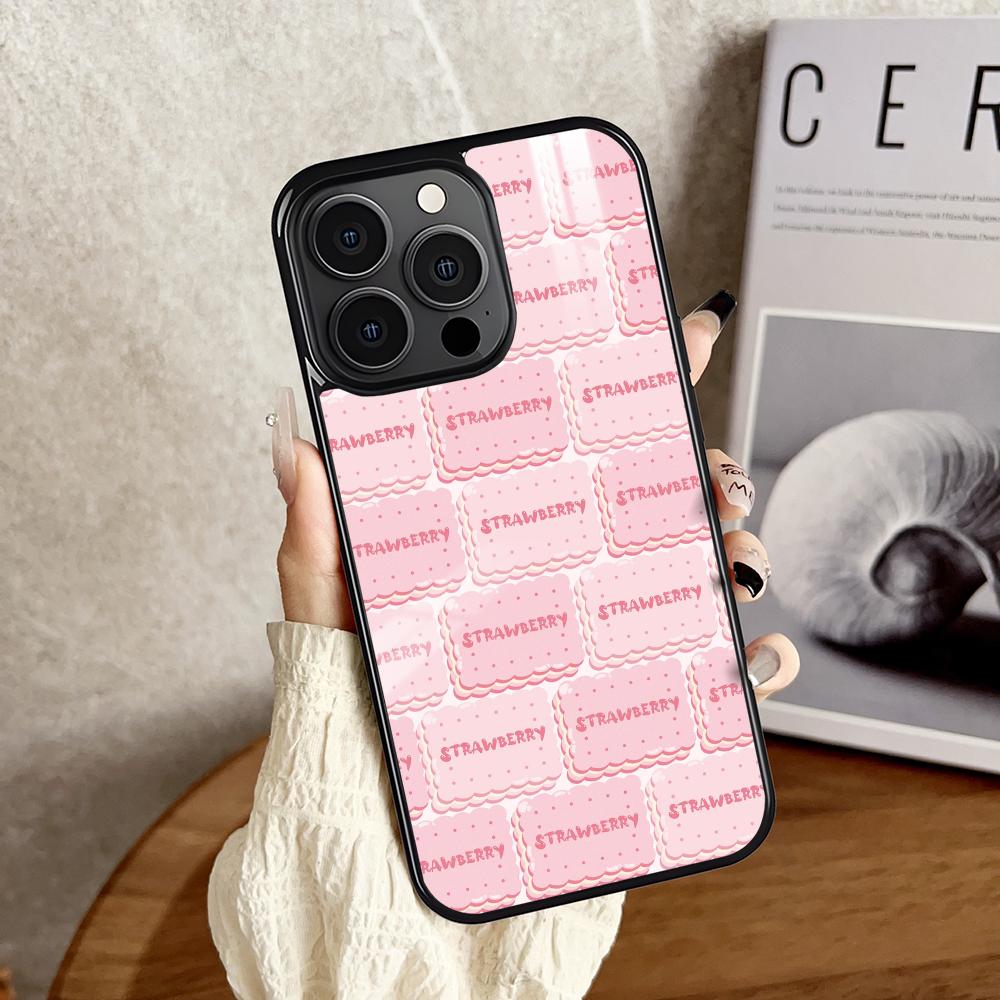 Pink Strawberry Cartoon S-Shortcake Phone Case For iPhone 16 15 14 13 12 11 Pro Xs Max Mini Plus Antislip Shockproof Hard Funda