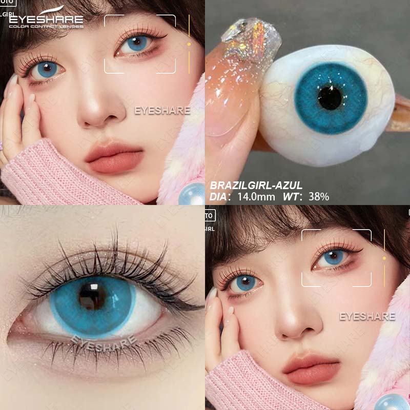 Eyeshare Цветные контактные линзы Янтарные линзы для очков Синие контактные линзы Изумрудно-зеленые линзы Кварцево-серые контактные линзы Фиолетовые линзы 1 пара