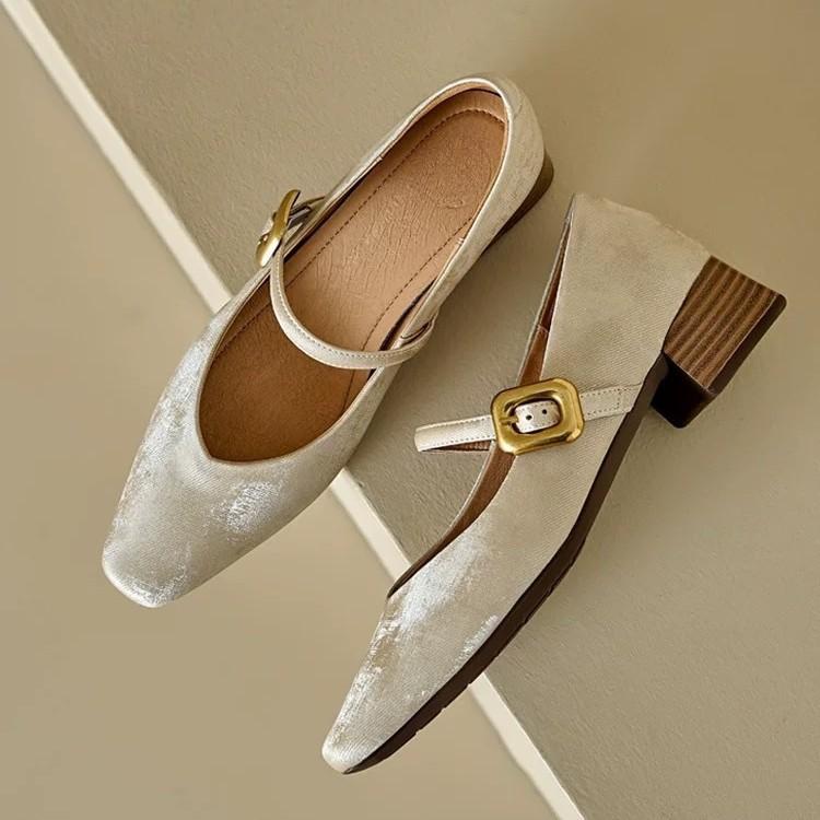 Гигантская мягкая кожа в новом китайском стиле с туфлями Мэри Джейн женские французские ретро универсальные туфли на толстом среднем каблуке с квадратным носком