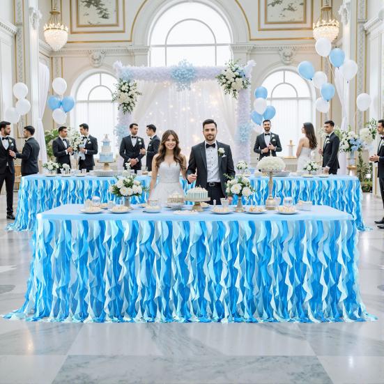 Curly Willow Table Skirt for Rectangle Round Tables 6ft Ruffle Tutu Table Cloth Reusable