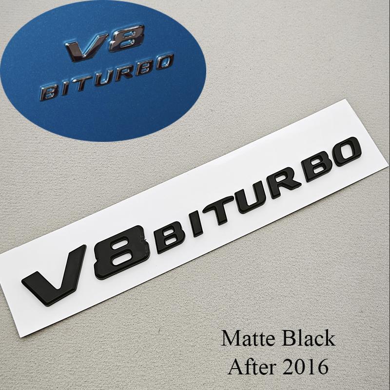Chrome V8 BITURBO 3D ABS Fender Badge Side Emblem Decal Fit Mercedes Benz AMG C63 E63 G63 G500 Car Styling Sticker PQ7