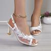 Women High Heel Sandals New 2024 Summer Fashion Peep Toe Pumps Ladies Design Shiny Leaves Party Shoes for Women Plus Size 43
