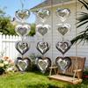 Reflective Surface Heart Wind Chime Rotatable Design Wind Spinner 3D Metal Heart  Garden Hanging