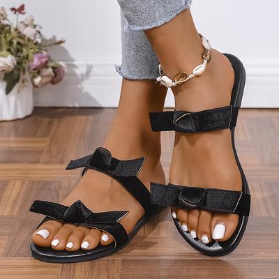 Мода Мода Балетки с бантом Женские 2025 Лето Большой размер 36-43 Пляжные сандалии Женские Удобные Нескользящие Женские шлепанцы