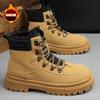 2024 зимние уличные ботинки из ревеня, рабочие страховые рабочие ботинки, новые модные мужские ботинки, британские флисовые ботинки Martin